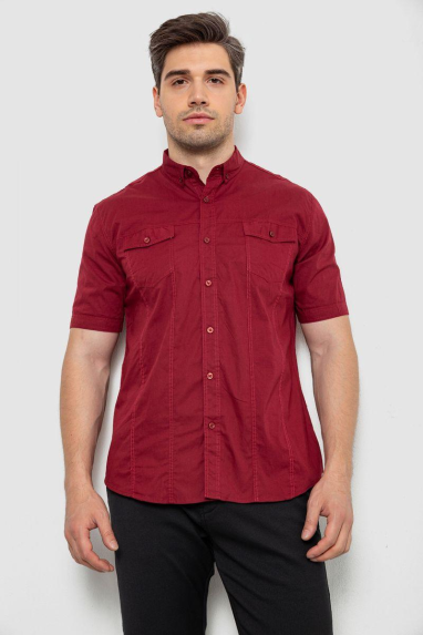 Сорочка чоловіча однотонна, колір бордовий, 214R6917-7 XXL, 52, XXL