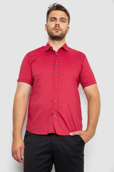 Сорочка чоловіча з принтом, колір бордовий, 214R6917-6 XXL, 52, XXL