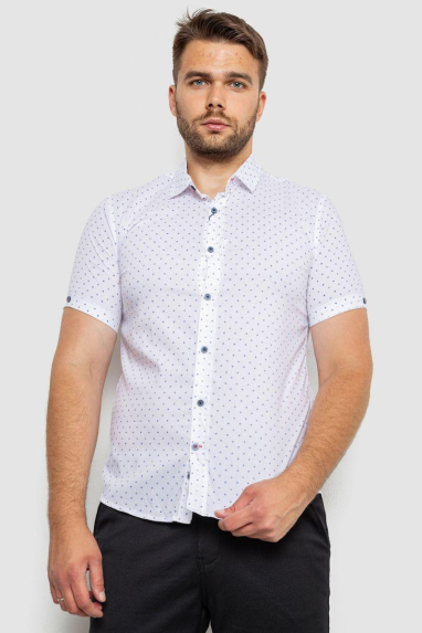 Сорочка чоловіча з принтом, колір білий, 214R6917-4 XL, 50, XL