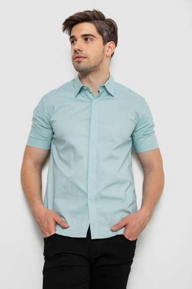 Сорочка чоловіча однотонна, колір оливковий, 214R6917-3 XXL, 52, XXL
