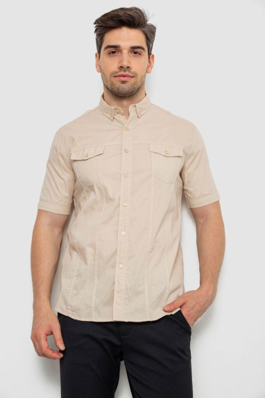 Сорочка чоловіча однотонна, колір бежевий, 214R6917-2 XL, 50, XL