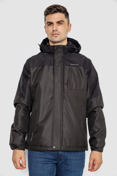 Куртка чоловіча демісезонна з капюшоном, колір чорний, 214R61035 XXXL, 54, XXXL