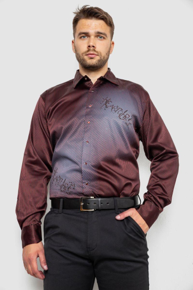 Сорочка чоловіча з принтом, колір чорно-червоний, 214R5829 XXL, 52, XXL