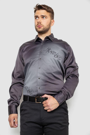 Сорочка чоловіча з принтом, колір сірий, 214R5829 XL, 50, XL