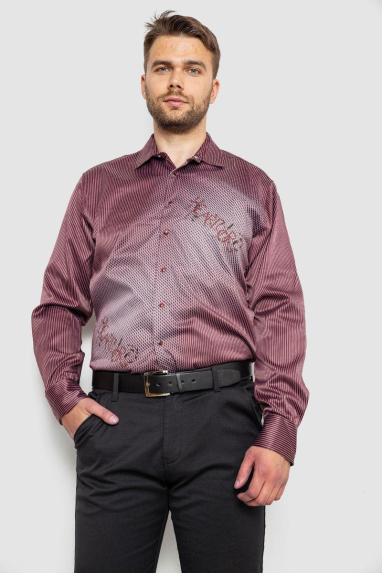 Сорочка чоловіча з принтом, колір бордовий, 214R5829 XL, 50, XL