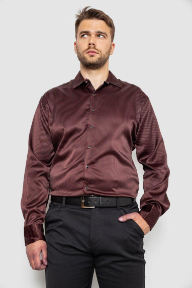 Сорочка чоловіча в смужку, колір чорний, 214R5828 XXL, 52, XXL