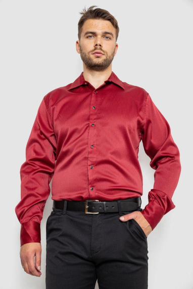 Сорочка чоловіча в смужку, колір червоний, 214R5828 XXL, 52, XXL