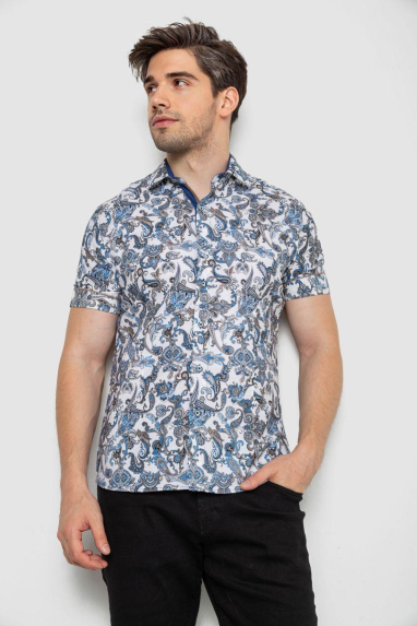 Сорочка чоловіча з короткими рукавами, колір синій, 214R582 XXL, 52, XXL