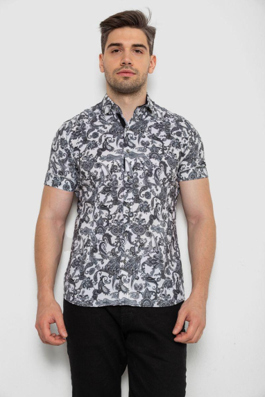 Сорочка чоловіча з короткими рукавами, колір сірий, 214R582 XXL