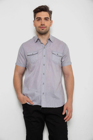 Сорочка чоловіча однотонна, колір сірий, 214R532 Ager, 5XL, 58, 5XL