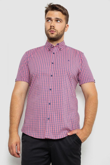 Сорочка чоловіча в клітинку, колір рожевий, 214R4564 XXXL, 54, XXXL