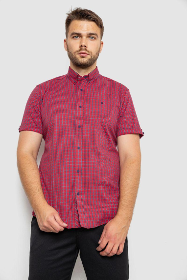 Сорочка чоловіча в клітинку, колір червоний, 214R4564 XXXL, 54, XXXL