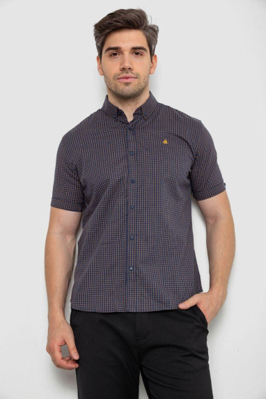 Сорочка чоловіча в клітку, колір синій, 214R4564-5 XXXL