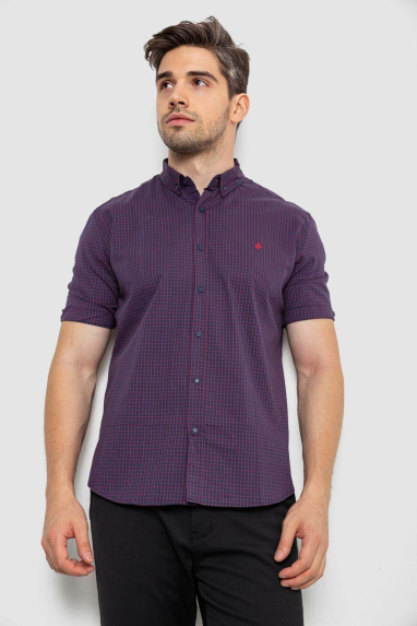 Сорочка чоловіча в клітку, колір синьо-червоний, 214R4564-5 XXXL
