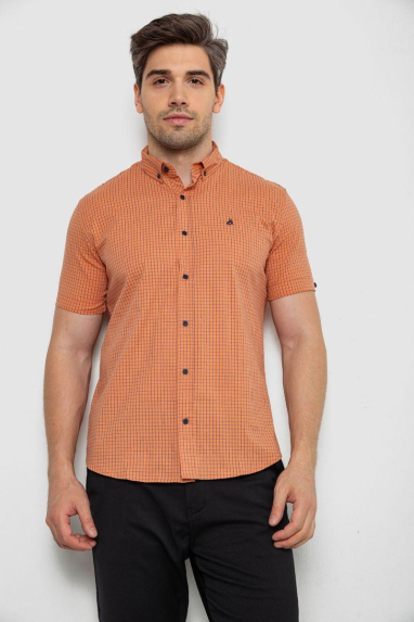 Сорочка чоловіча в клітку, колір помаранчевий, 214R4564-5 XXXL