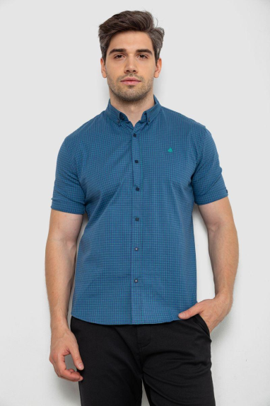 Сорочка чоловіча в клітку, колір джинс, 214R4564-5 XL