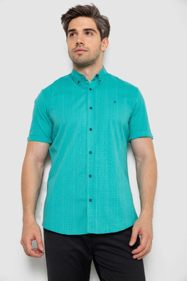 Сорочка чоловіча з принтом, колір бірюзовий, 214R4564-4 XL
