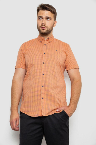 Сорочка чоловіча в клітинку, колір помаранчевий, 214R4564-3 XXXL, 54, XXXL