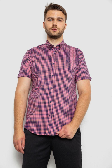 Сорочка чоловіча в клітинку, колір рожевий, 214R4564-2 XXXL, 54, XXXL