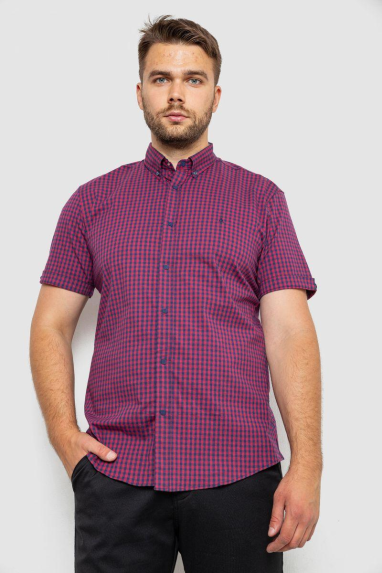 Сорочка чоловіча в клітинку, колір бордовий, 214R4564-2 XXXL, 54, XXXL