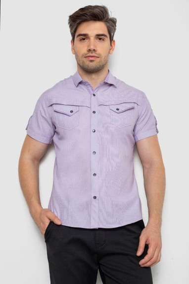 Сорочка чоловіча з коротким рукавом, колір бузковий, 214R3121 XL, 50, XL