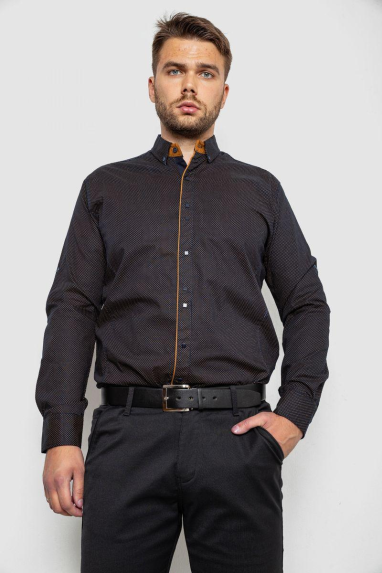 Сорочка чоловіча з принтом, колір чорний, 214R3092 XXXL, 54, XXXL