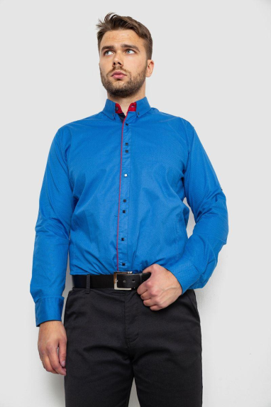 Сорочка чоловіча з принтом, колір синій, 214R3092 6XL, 60, 6XL