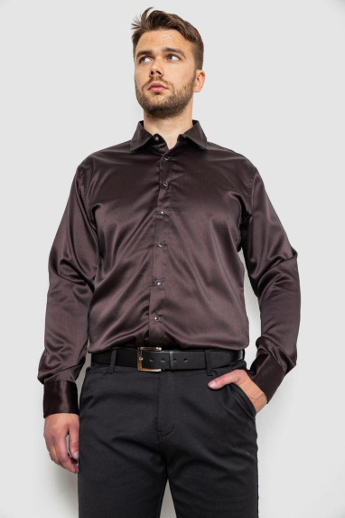 Сорочка чоловіча, колір коричневий, 214R3061 XL, 50, XL