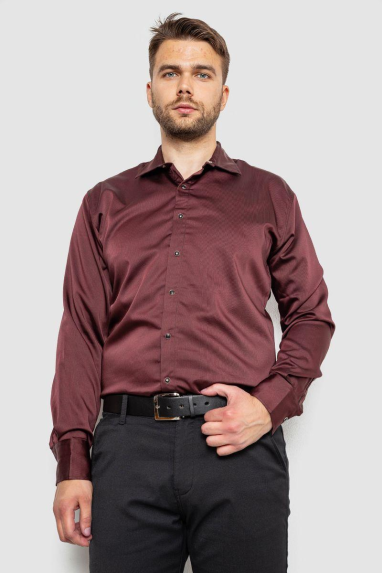 Сорочка чоловіча, колір бордовий, 214R3060 XXL, 52, XXL