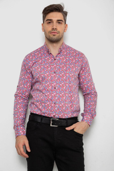 Сорочка чоловіча з довгим рукавом, колір пудровий, 214R2699-1 XL, 50, XL