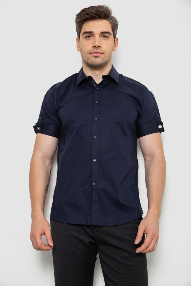 Сорочка чоловіча однотонна, колір темно-синій, 214R2553 XXL, 52, XXL