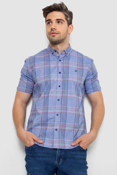 Сорочка чоловіча в клітку, колір бузковий, 214R244564 XXXL