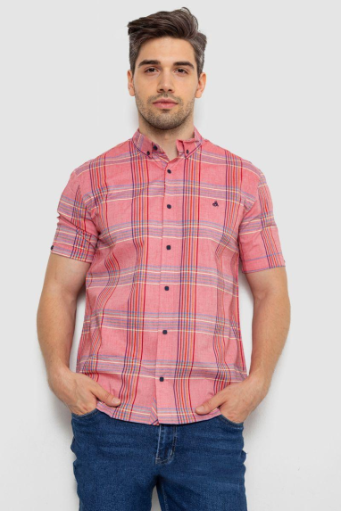 Сорочка чоловіча в клітку, колір кораловий, 214R244564 XXL