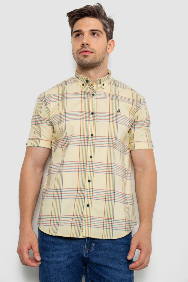 Сорочка чоловіча в клітку, колір жовтий, 214R244564 XXL