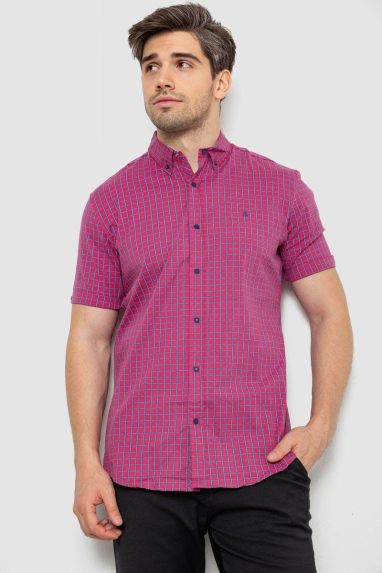 Сорочка чоловіча в клітку, колір рожевий, 214R2445 XL