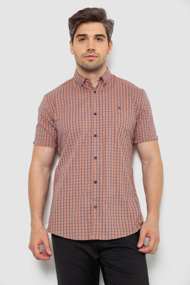 Сорочка чоловіча в клітку, колір помаранчевий, 214R2445 XXXL