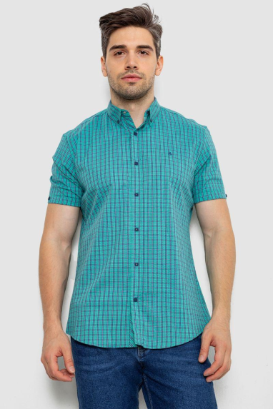 Сорочка чоловіча в клітку, колір бірюзовий, 214R2445 XXL
