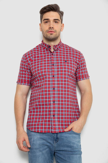 Сорочка чоловіча в клітку, колір червоний, 214R2445-6 XL, 50, XL