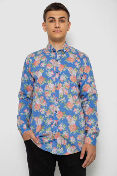 Сорочка чоловіча з принтом, колір різноколір, 214R2025 XXL, 52, XXL