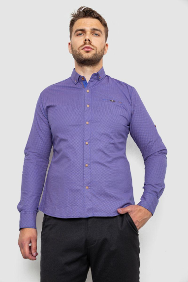Сорочка чоловіча з принтом, колір фіолетовий, 214R16286 XXL, 52, XXL