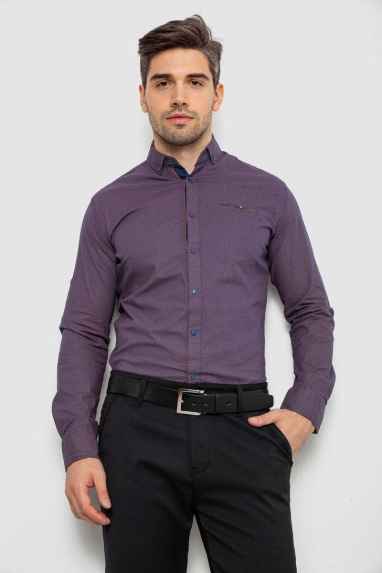 Сорочка чоловіча з принтом, колір синій, 214R16286 XXL