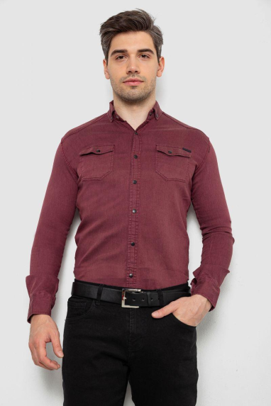 Сорочка чоловіча однотонна, колір бордовий, 214R16176 XL, 50, XL