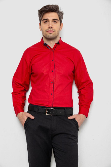Сорочка чоловіча з довгим рукавом, колір червоний, 214R16111 XXL, 52, XXL