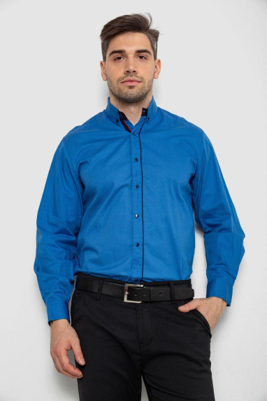 Сорочка чоловіча з принтом, колір синій, 214R16111-1 6XL, 60, 6XL