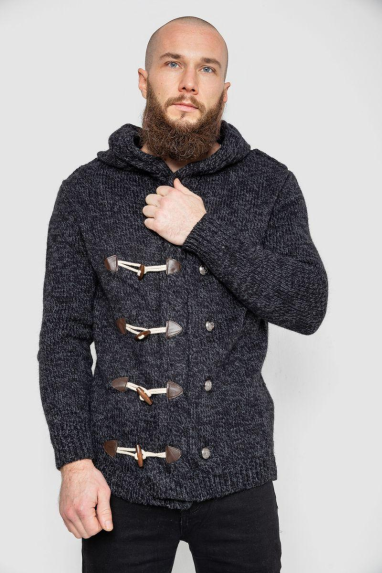 Кофта чоловіча на ґудзиках, колір чорний, 214R10640 XL, 50, XL