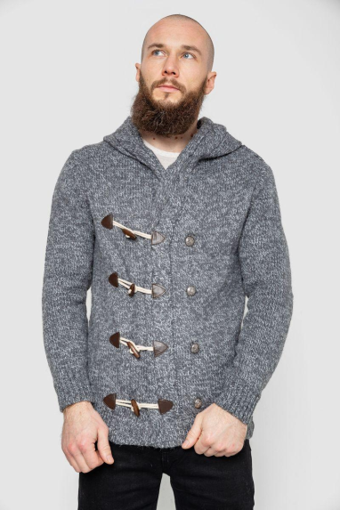 Кофта чоловіча на ґудзиках, колір сірий, 214R10640 XL, 50, XL