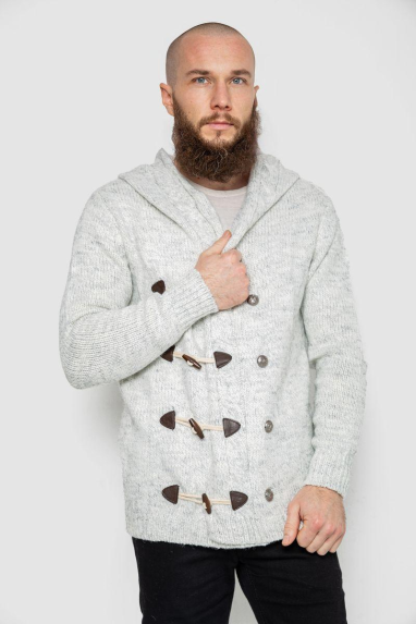 Кофта чоловіча на ґудзиках, колір світло-сірий, 214R10640 XL, 50, XL
