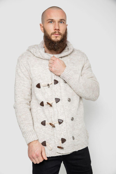 Кофта чоловіча на ґудзиках, колір світло-бежевий, 214R10640 XL, 50, XL