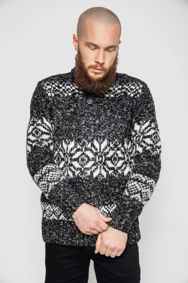 Светр чоловічий, колір чорно-сірий, 214R10321 XL, 50, XL