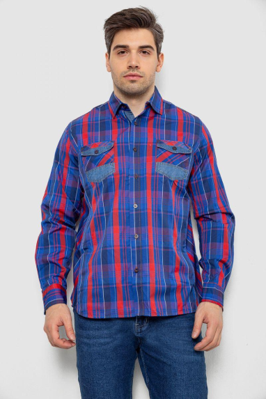 Сорочка чоловіча в клітинку, колір синій, 214R0746 6XL, 60, 6XL